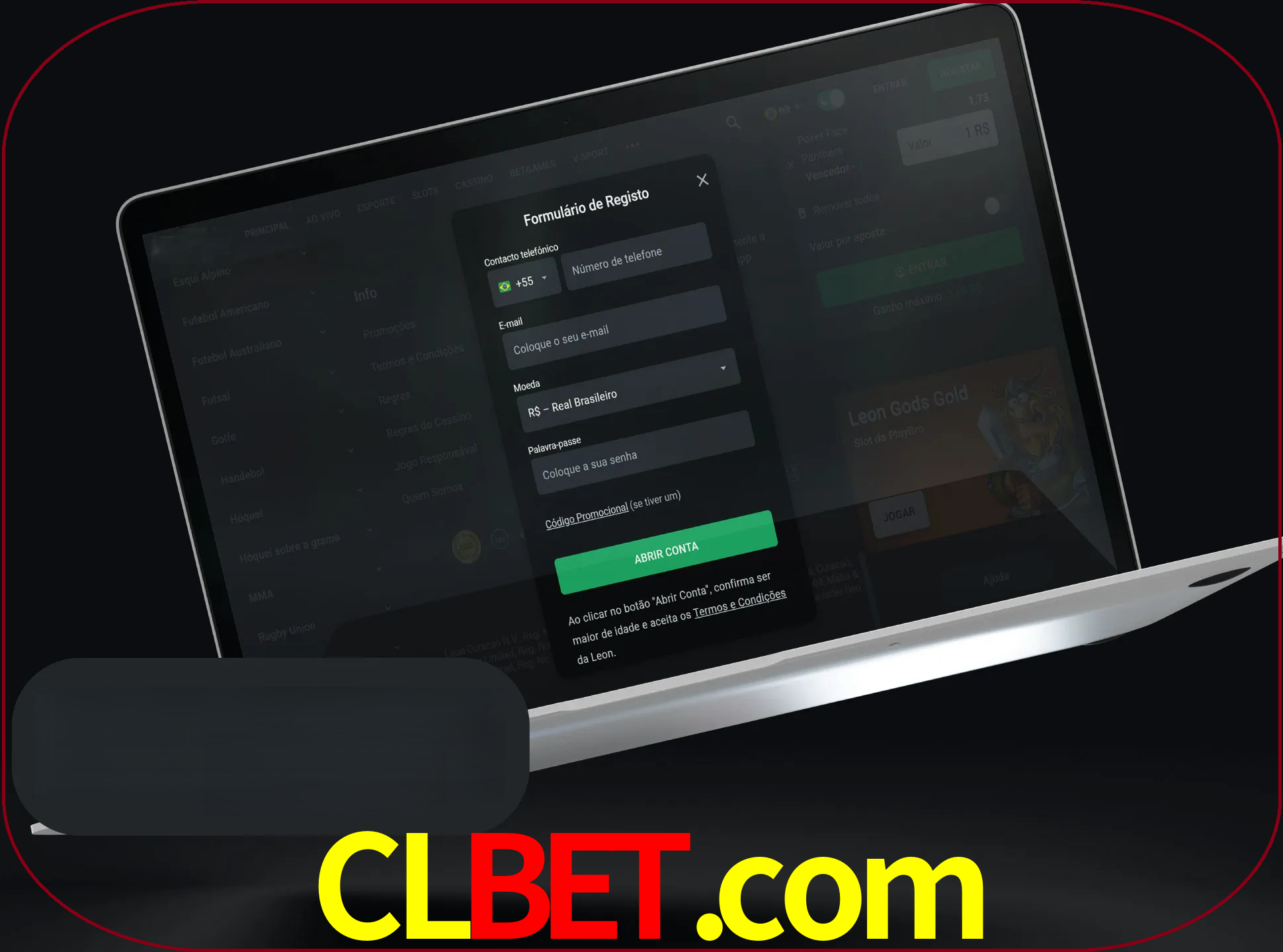 Abra o site da LeonBet e crie sua própria conta.