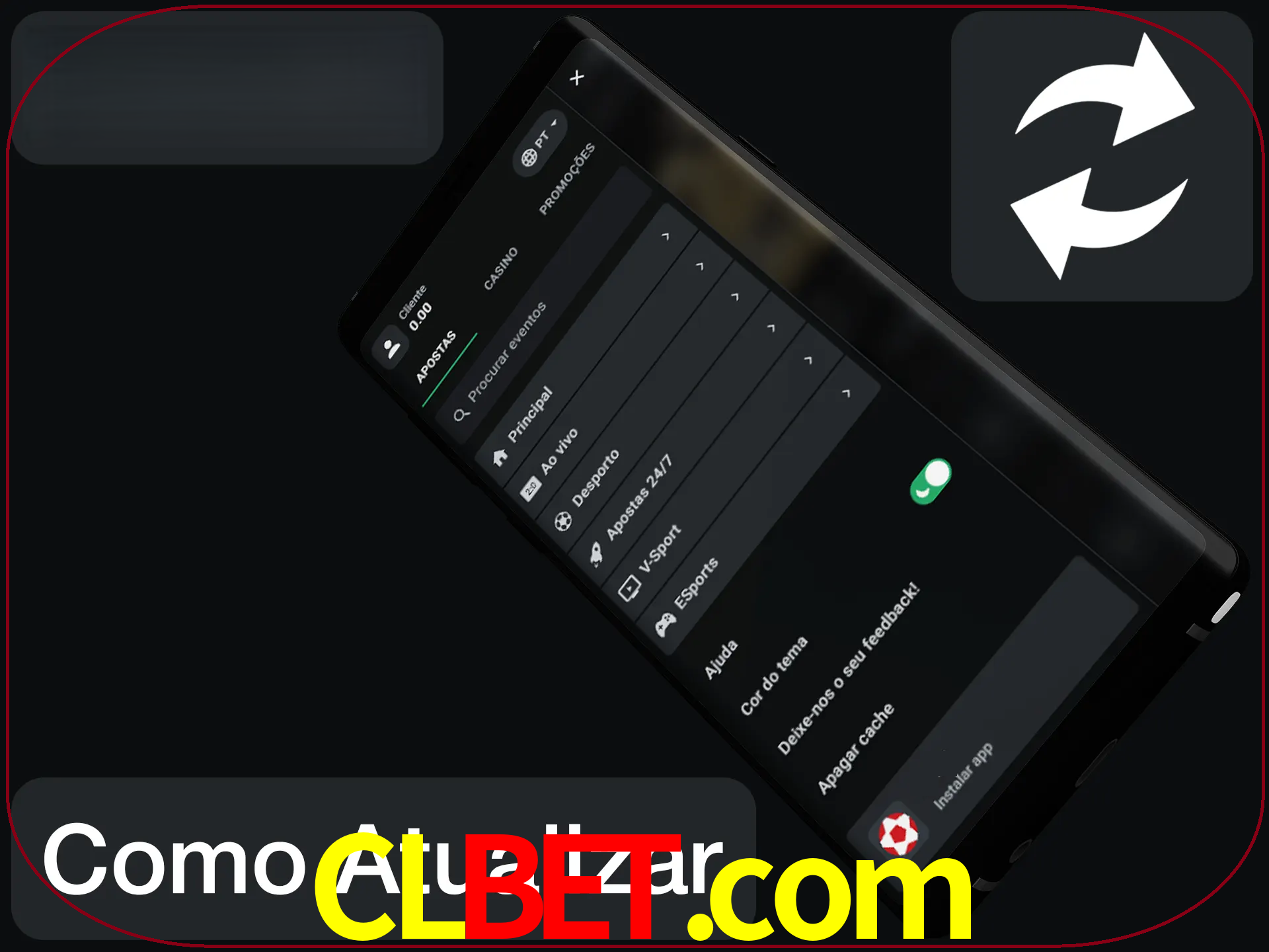 O aplicativo é atualizado automaticamente quando você faz o login.