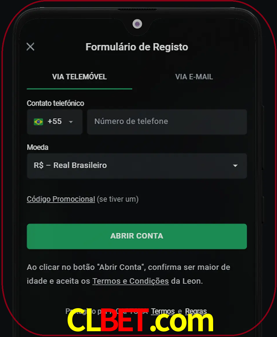 Abra o aplicativo e inicie o processo de registro.