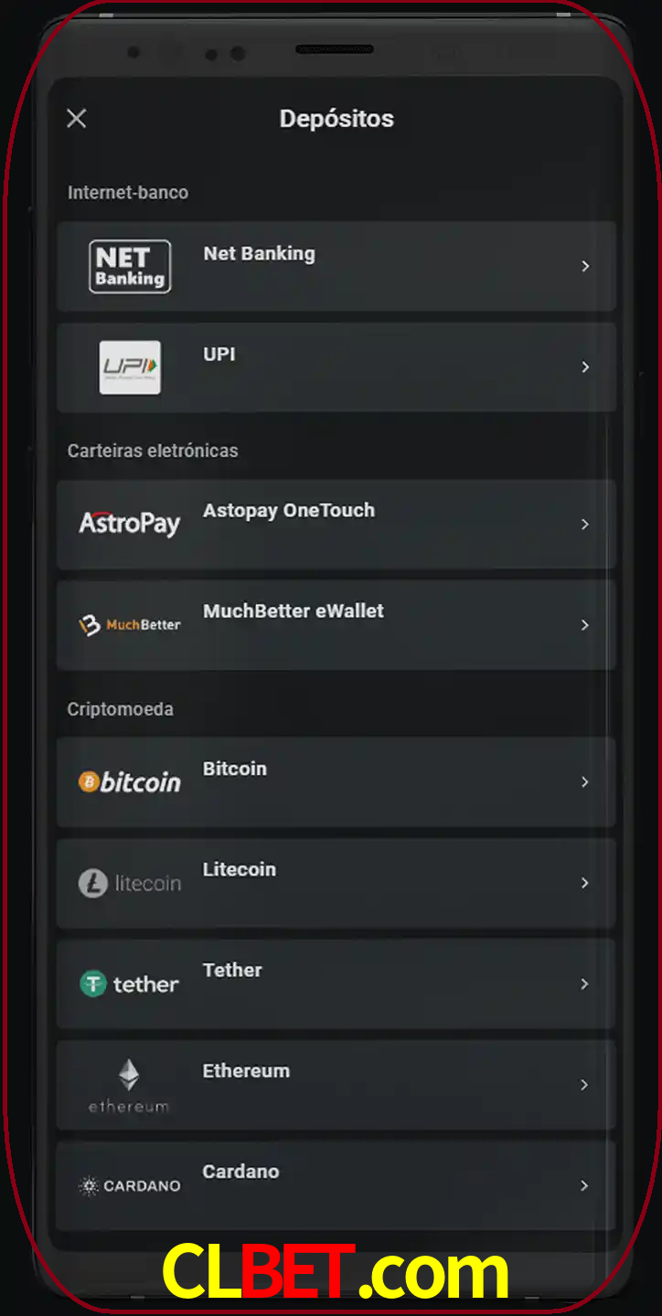 Você pode usar métodos alternativos de depósito.
